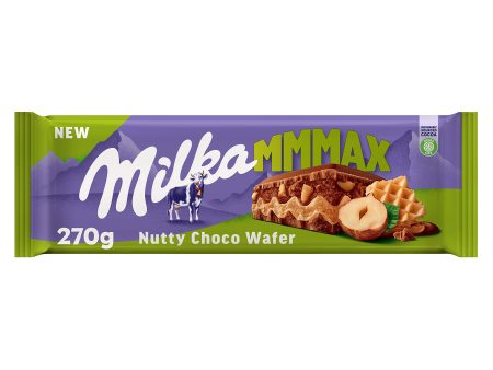 Tableta de Chocolate Milka MMMAX Nutty Choco Wafer con Crema de Avellana y Trozos de Avellana 270g Embalaje Deteriorado Hot on Sale