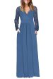 Talla: S - Vestido largo de mujer WNEEDU con cuello en V y encaje Beja Blue For Discount