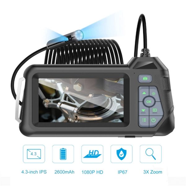 M60 5m Wire 8mm Dual-Lens Microscope HD Inspection Camera LED Industrial Endoscope with 4.3-Inch Monitor Screen Discount