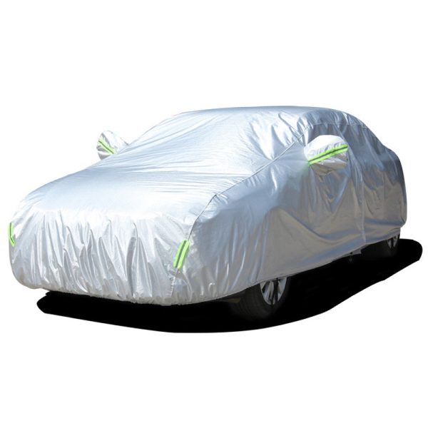 004 Outdoor Car Cover Sun Protection Snowproof Aluminum Foil Car Tarp with Reflective Strips   Storage Bag Sale