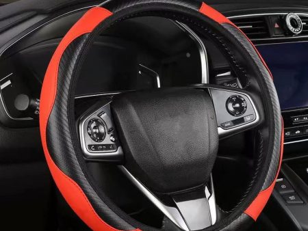 38cm Carbon Fiber Texture Car Steering Wheel Cover Leather Anti-skid Steering Wheel Sleeve For Discount