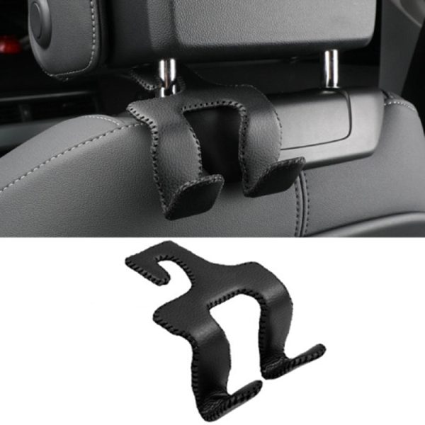 Dual Hook Design Car Seat Back Hanging Hook Stainless Steel + PU Leather Car Seat Headrest Hook Phone Holder Online Hot Sale