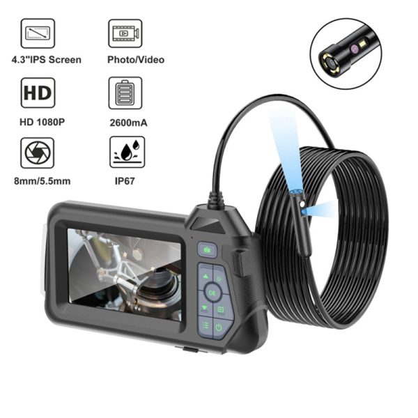 M60 5m Wire 8mm Dual-Lens Microscope HD Inspection Camera LED Industrial Endoscope with 4.3-Inch Monitor Screen Discount