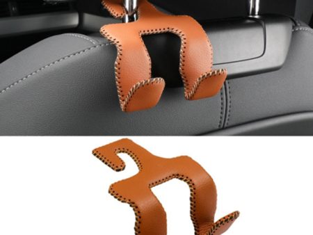 Dual Hook Design Car Seat Back Hanging Hook Stainless Steel + PU Leather Car Seat Headrest Hook Phone Holder Online Hot Sale