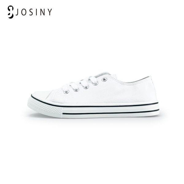 Talla: 40 - Zapatillas bajas de lona para mujer con cordones de moda, ligeras y transpirables, Blanco Hot on Sale