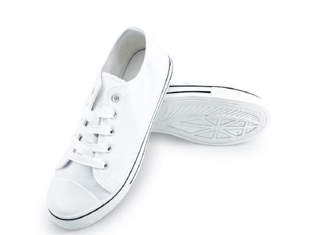 Talla: 40 - Zapatillas bajas de lona para mujer con cordones de moda, ligeras y transpirables, Blanco Hot on Sale